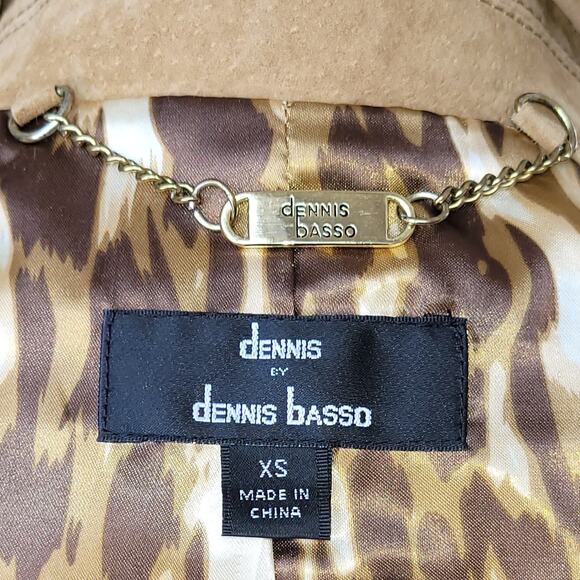 Dennis Basso Long Washable Suede Jacket Gold Turnkey Size XS Tan Boho Chic Indie - Picture 10 of 12